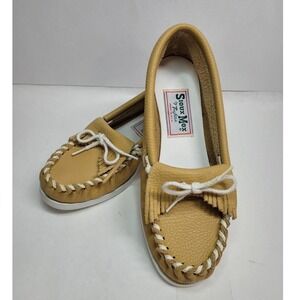 Vintage Sioux Mox By Tru-Stitch Maple Leather Fringe Moccasins Size 6, USA, New